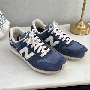 New Balance 696 Dark Blue and White Sneakers